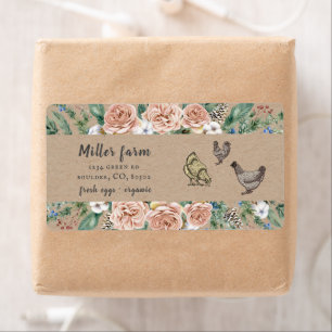 Waterverf Winter Bloemen Kraft Eierverpakking Etiket