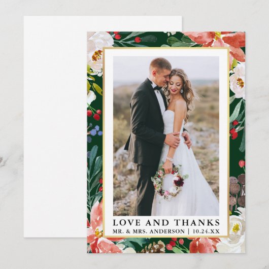 Waterverf Winter Bloemen Lijst Liefde en Bedankt (Voorkant / Achterkant)