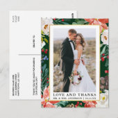 Waterverf Winter Bloemen Lijst Liefde en Bedankt Briefkaart (Voorkant / Achterkant)