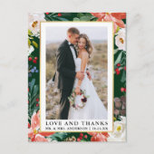 Waterverf Winter Bloemen Lijst Liefde en Bedankt Briefkaart (Voorkant)