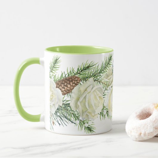 Waterverf Winter Bloemen Mok (Met donut)
