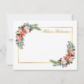 Waterverf Winter Bloemen Personalized Goud Notitiekaartje (Voorkant)