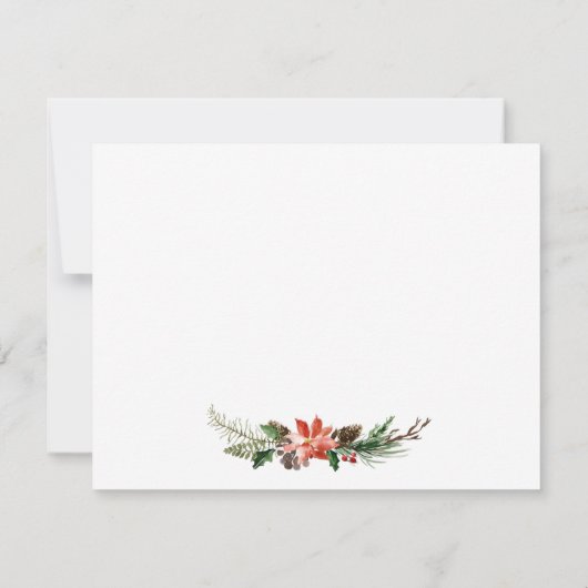 Waterverf Winter Bloemen Personalized Goud Notitiekaartje (Achterkant)