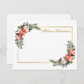 Waterverf Winter Bloemen Personalized Goud Notitiekaartje (Voorkant / Achterkant)