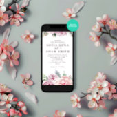 Waterverf Winter Bloemen Roze Roos Trouwfeest Kaart