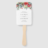 Waterverf Winter Bloemen Slinger Trouwprogramma Handwaaier (Voorkant)