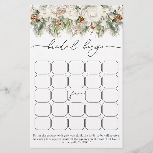 Waterverf Winter Bloemen Vrijgezellenfeest Bingo S (Voorkant)