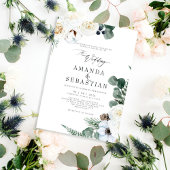 Waterverf Winter Bloemen Witte Roos Trouwfeest Kaart