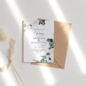 Waterverf Winter Bloemen Witte Roos Trouwfeest Kaart