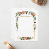 Waterverf Winter Bloemengold Gepersonaliseerd Notitiekaartje (Voorkant / Achterkant in situ)