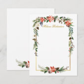 Waterverf Winter Bloemengold Gepersonaliseerd Notitiekaartje (Voorkant / Achterkant)