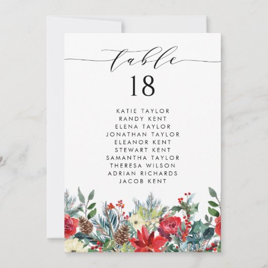 Waterverf Winter Blooms Bloemen Bloemen Trouwtafel Kaart (Achterkant)