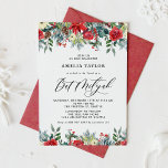 Waterverf Winter Blooms Floral Bat Mitzvah Kaart<br><div class="desc">Nodig familie en vrienden uit met deze aanpasbare Bat Mitswa-uitnodiging. Het beschikt over aquarel slingers van rode rozen, winterbessen en poinsettia bloemen met pinecones en groene accenten. Personaliseer door namen, datum, tijd, locatie en andere details toe te voegen. Deze winter bloemenuitnodiging is perfect voor de winter Bat Mitzvahs. Overeenkomende objecten...</div>