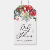 Waterverf Winter Blooms Garland Baby shower Cadeaulabel (Voorkant)