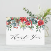 Waterverf Winter Blooms Garland Botanische bruilof Bedankkaart (Staand voorkant)