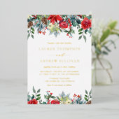 Waterverf Winter Blooms Garland Botanische bruilof Folie Uitnodiging (Staand Voorkant)