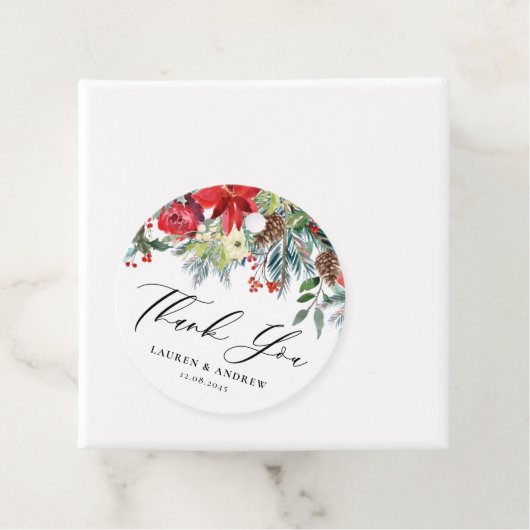 Waterverf Winter Blooms Garland bruiloft Dank u Bedankjes Labels (In situ)