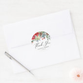 Waterverf Winter Blooms Garland bruiloft Dank u Ronde Sticker (Envelop)