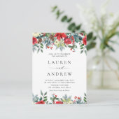 Waterverf Winter Blooms Garland Floral Wedding Uitnodiging Briefkaart (Staand voorkant)