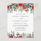 Waterverf Winter Blooms Garland QR Code Wedding Uitnodiging Briefkaart (Voorkant)