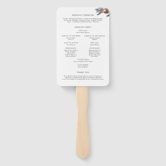 Waterverf Winter Blooms Garland Trouwprogramma Handwaaier (Achterkant)