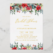 Waterverf Winter Blooms Garland Vrijgezellenfeest Folie Uitnodiging (Voorkant)