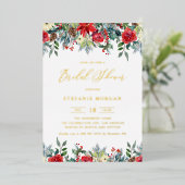 Waterverf Winter Blooms Garland Vrijgezellenfeest Folie Uitnodiging (Staand Voorkant)