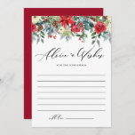 Waterverf Winter Blooms Garland Wedding Advieskaart<br><div class="desc">Laat uw advies en goede wensen voor pasgetrouwden achter met dit aanpasbare huwelijksadvies en wenskaart. Het beschikt over een aquarel bloemenkrans van gefokte poinsettia-rozen,  rode en crèmekleurige bloemen,  pinecones,  winterbessen en groen. Personaliseer door uw gegevens toe te voegen. Deze bloemige trouwkaart is perfect voor winterse bruiloften.</div>