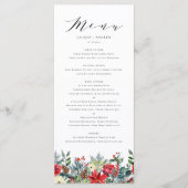 Waterverf Winter Blooms Garland Wedding Menu (Voorkant)