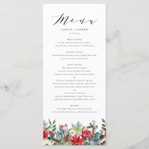 Waterverf Winter Blooms Garland Wedding Menu