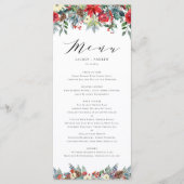 Waterverf Winter Blooms Garland Wedding Menu (Voorkant)
