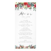 Waterverf Winter Blooms Garland Wedding Menu Kaart (Voorkant)