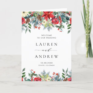 Waterverf Winter Blooms Garland Wedding Programma