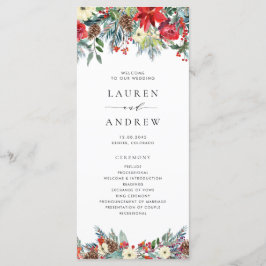 Waterverf Winter Blooms Garland Wedding Programmakaart