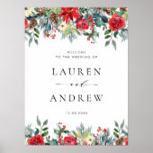Waterverf Winter Blooms Garland Wedding Welkom Poster (Voorkant)