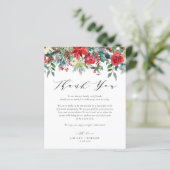 Waterverf Winter Blooms Wedding Bedankt Card (Staand voorkant)