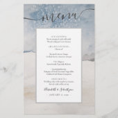 Waterverf winter Blue Silver Wedding Menu (Voorkant)