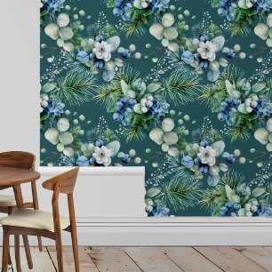 Waterverf Winter BlueBerry Kerst Behang