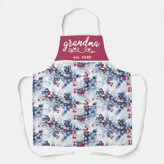 Waterverf Winter Blueberry Oma Est Christmas Schort (Voorkant)