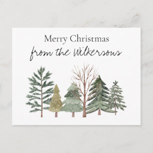 Waterverf Winter Bos Eenvoudige Bomen Briefkaart