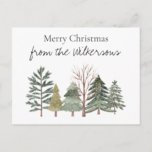 Waterverf Winter Bos Eenvoudige Bomen Briefkaart (Voorkant)