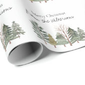 Waterverf Winter Bos Eenvoudige Bomen Cadeaupapier (Rol Hoek)