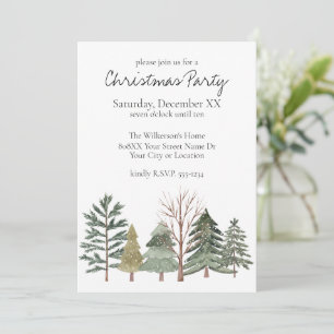 Waterverf Winter Bos Eenvoudige Bomen Kaart