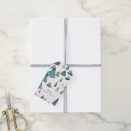 Waterverf Winter Bos Vakantie Cadeaulabel