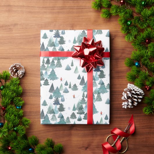 Waterverf Winter Bos Vakantie Cadeaupapier (Feestdagen Geschenken)