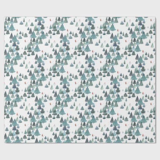 Waterverf Winter Bos Vakantie Cadeaupapier (Vlak)