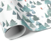 Waterverf Winter Bos Vakantie Cadeaupapier (Rol Hoek)