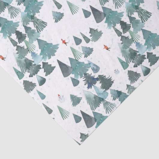 Waterverf Winter Bos Vakantie Tissuepapier (Detail)