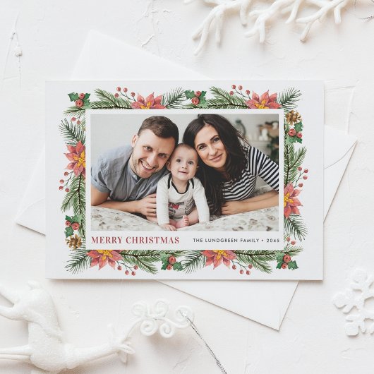 Waterverf Winter Botanicals: kerstfoto Feestdagenkaart