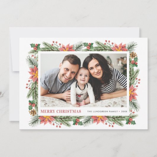 Waterverf Winter Botanicals: kerstfoto Feestdagenkaart (Voorkant)